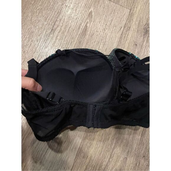 His. W Turquoise Shiny Bustier Bra 38DD - Picture 3 of 5